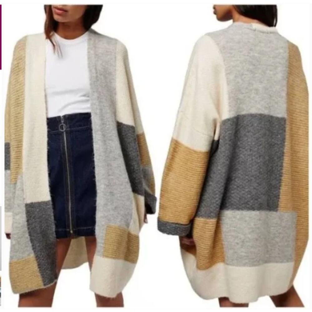 New! Topshop Patchwork Oversize Open Cardigan In … - image 3